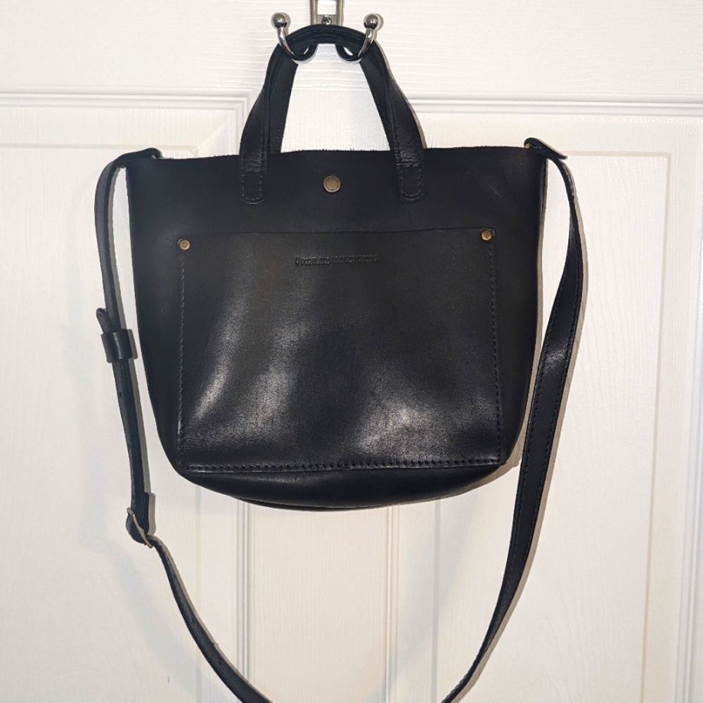 Portland Leather Mini Crossbody Tote - black